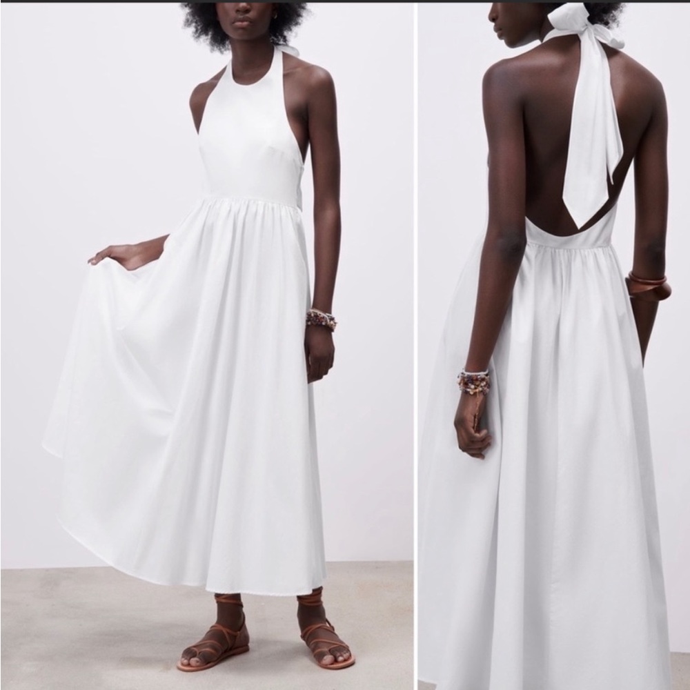 White Zara Halter Neck Dress sz S